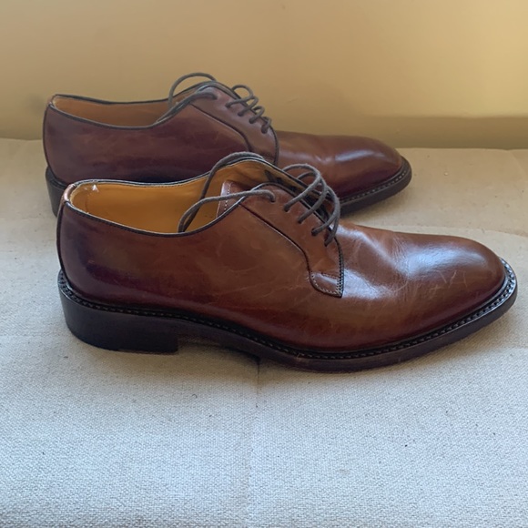 BERGAMO Men's Brown Lace-UP Oxford Dress Shoe Made In Italy Size 9.5 - Picture 2 of 15